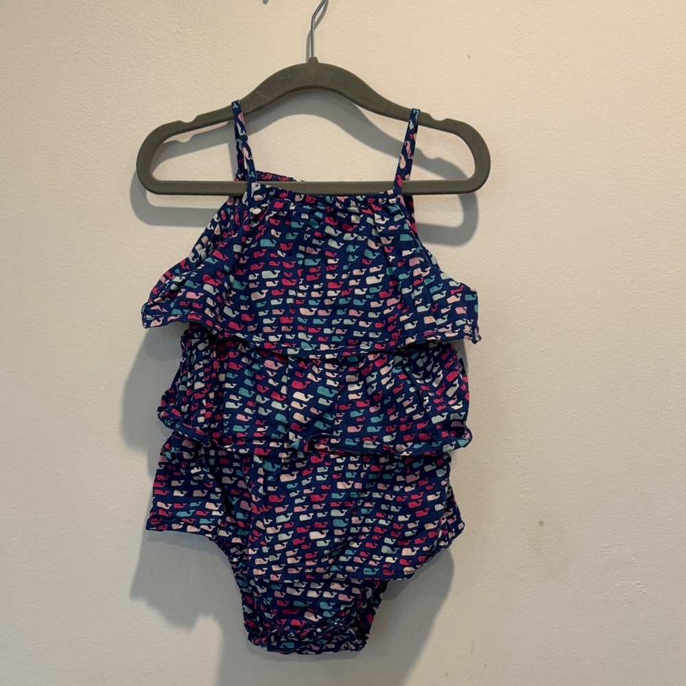 Vineyard Vines Navy and Pink Whale One Piece Swimsuit